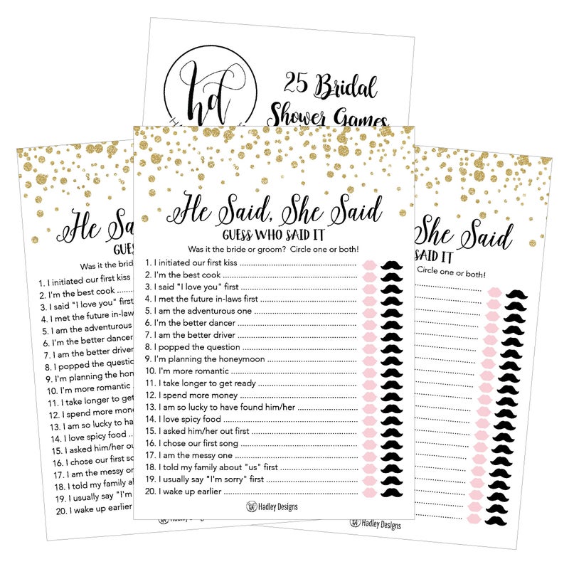Hadley Designs Gold Bridal Shower Games for 25 Guests â€“ Fun and Hilarious Bridal Games for Showers, Wedding Shower, Engagement, Classy Party Activities - Image 2
